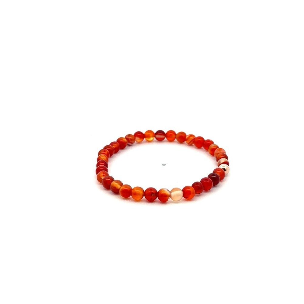 Natural Red Lace Agate Gemstones Mini 4mm 18K Rose Gold Charm Round Bead - Picture 5 of 5